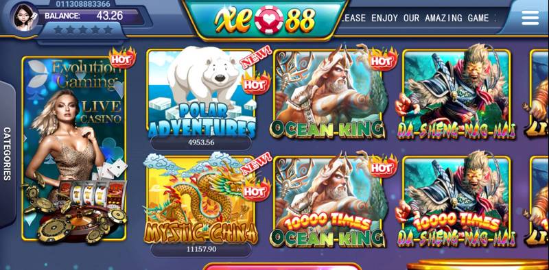 Online slot games, XE88, gambling, entertainment, casinos