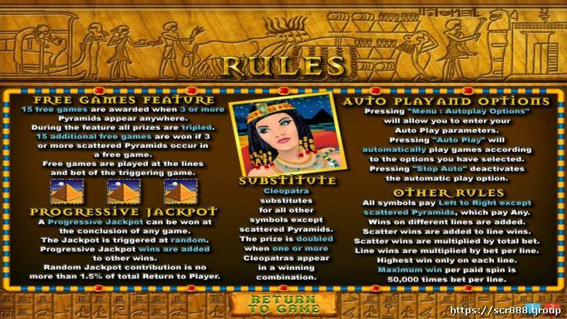 Image from SCR888's (918Kiss) Cleopatra slot game