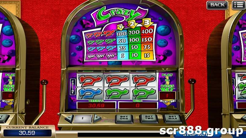 image of the scr888's crazy 7 slot game