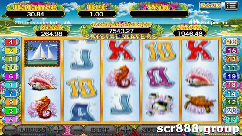 Max 20 lines in SCR888's Crystal slot game